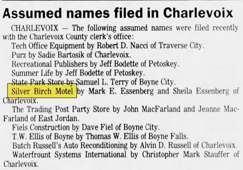 Silver Birch Motel - Mar 1987 Essenbergs Take Over (newer photo)